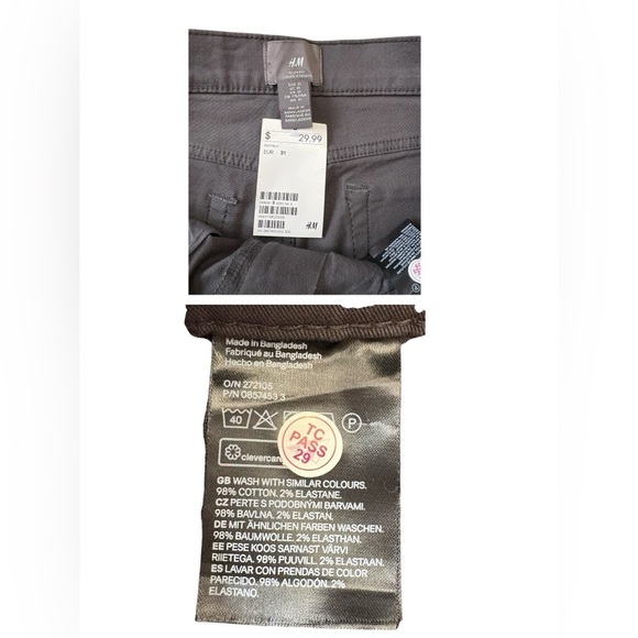 NWT, H&M, Men's Slim Fit Cotton Twisted Shorts, Size 31, Dark Gray - Picture 3 of 10